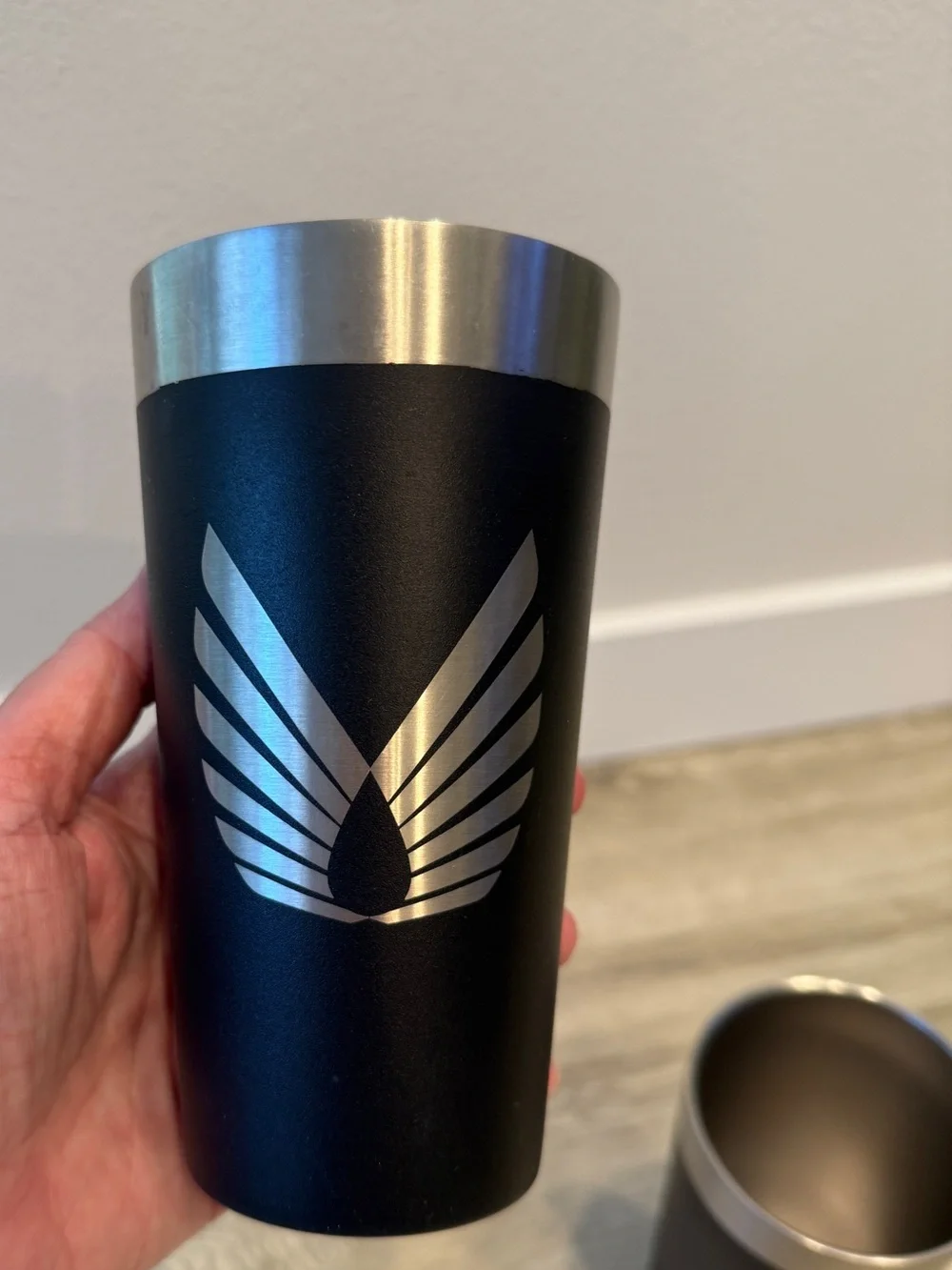 Two double wall insulated stainless steel pint glasses travel camping outdoors
